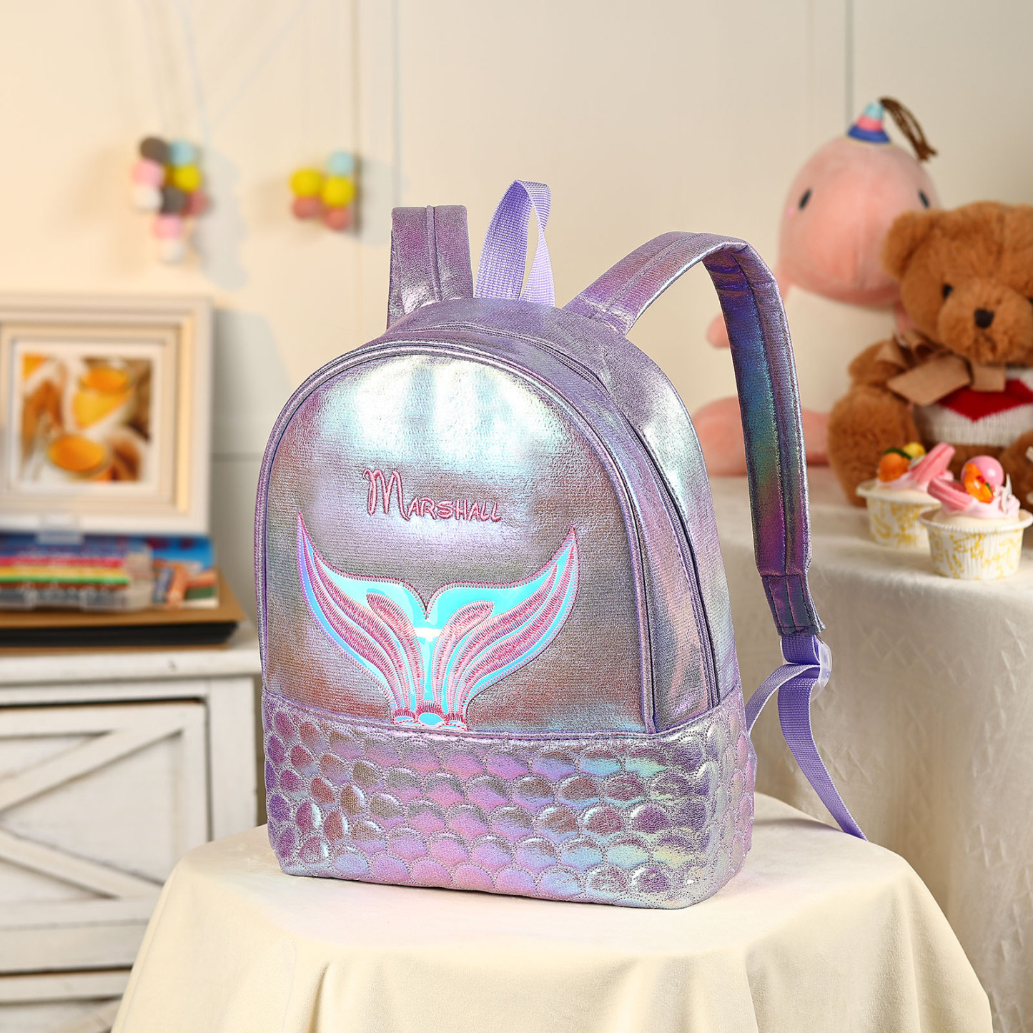 Sac à Dos Sirène Prénom Personnalisé PU Léger | Jessemade