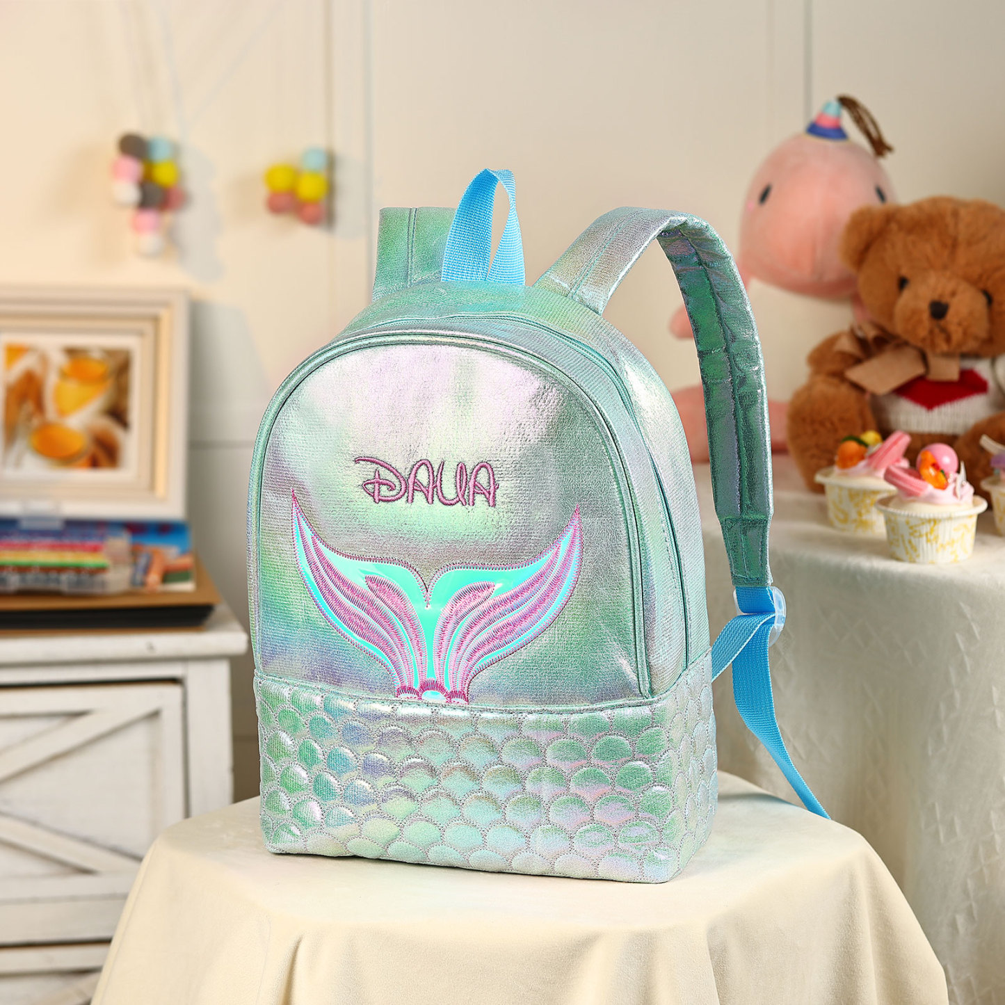 Sac à Dos Sirène Prénom Personnalisé PU Léger | Jessemade