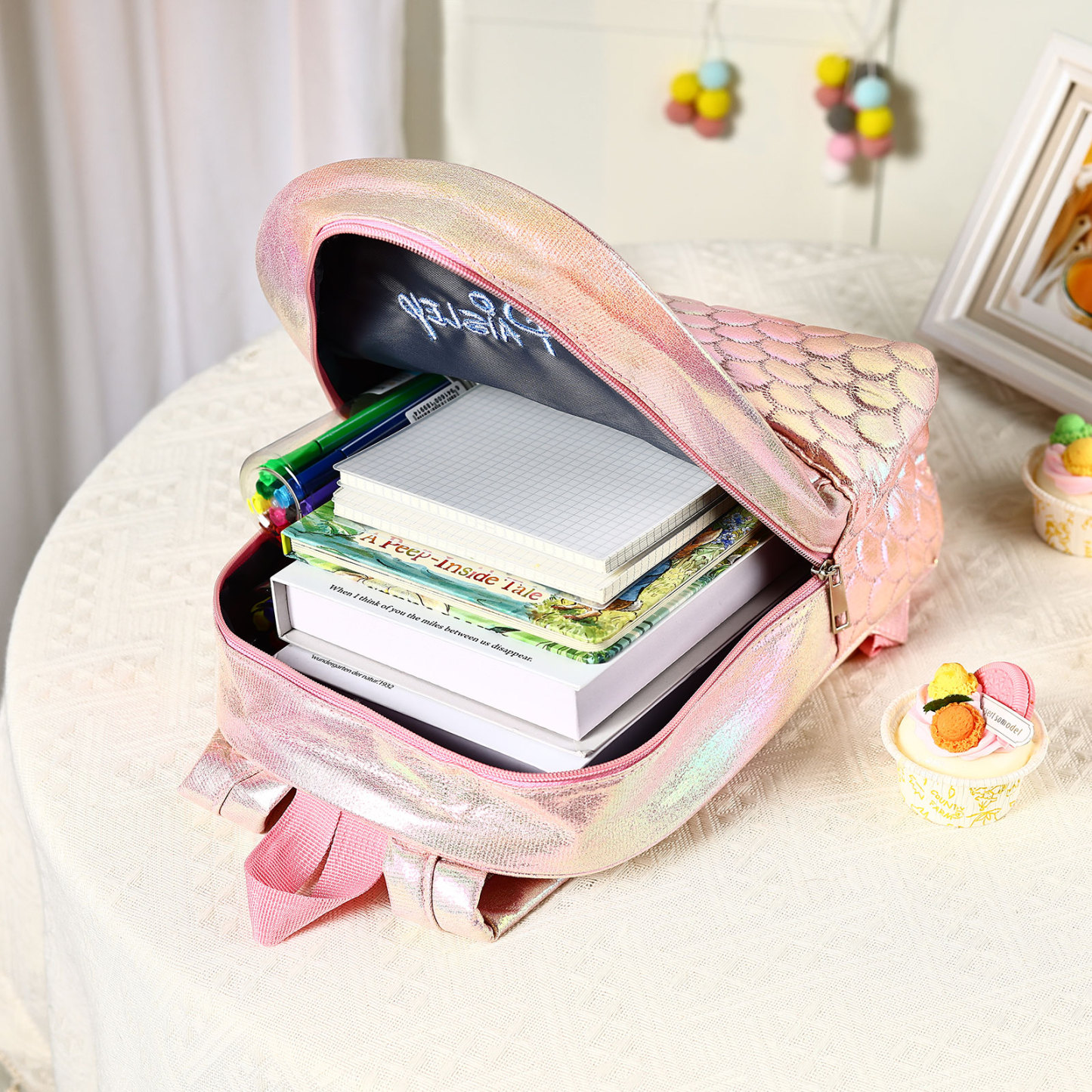 Sac à Dos Sirène Prénom Personnalisé PU Léger | Jessemade
