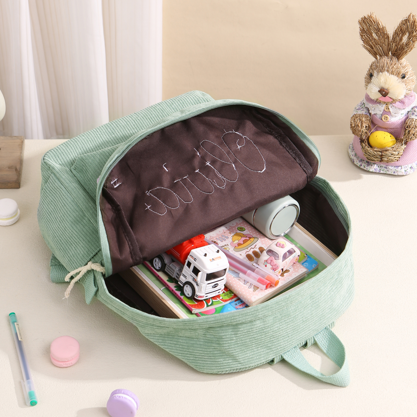 Cartable à Dos en Velours Personnalisé avec 1 Prénom Sac à Dos pour Enfant | Jessemade