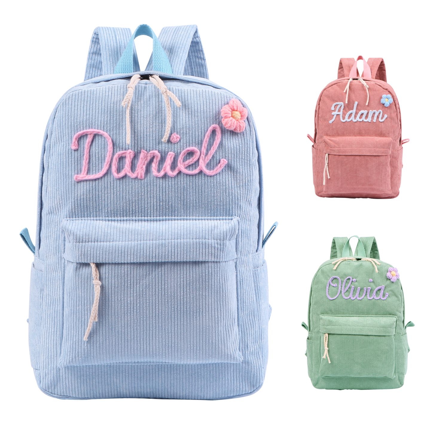 Cartable à Dos en Velours Personnalisé avec 1 Prénom Sac à Dos pour Enfant | Jessemade