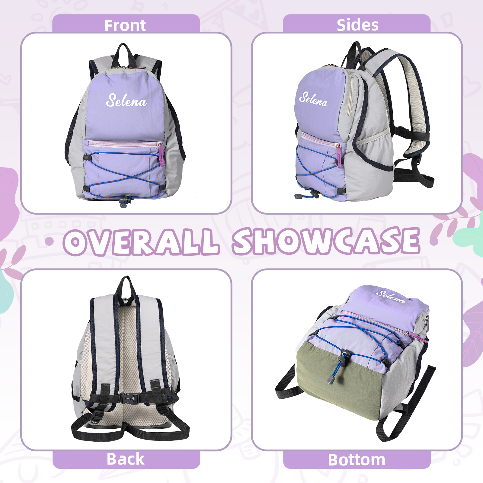 Sac à dos en Nylon personnalisé avec 1 Prénom, Couleur au Choix – Cadeau pour Enfant | Jessemade