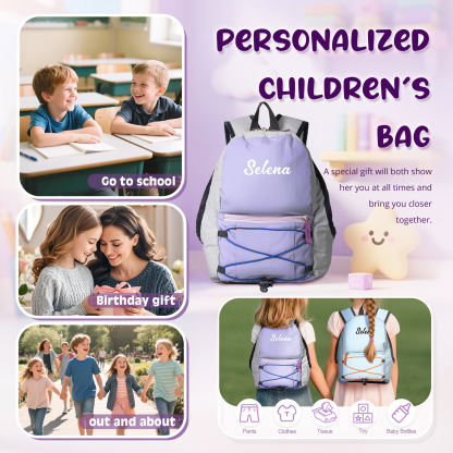 Sac à dos en Nylon personnalisé avec 1 Prénom, Couleur au Choix – Cadeau pour Enfant | Jessemade