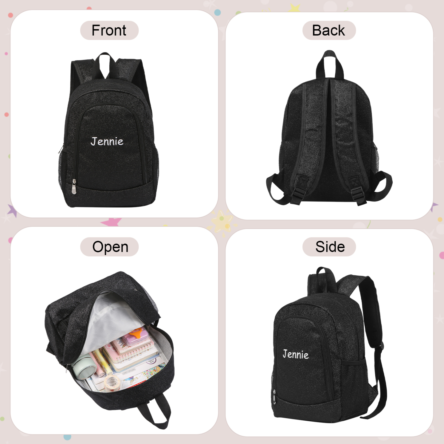 Sac à dos Personnalisable avec 1 Prénom et Choix de Couleur du Nom | Jessemade