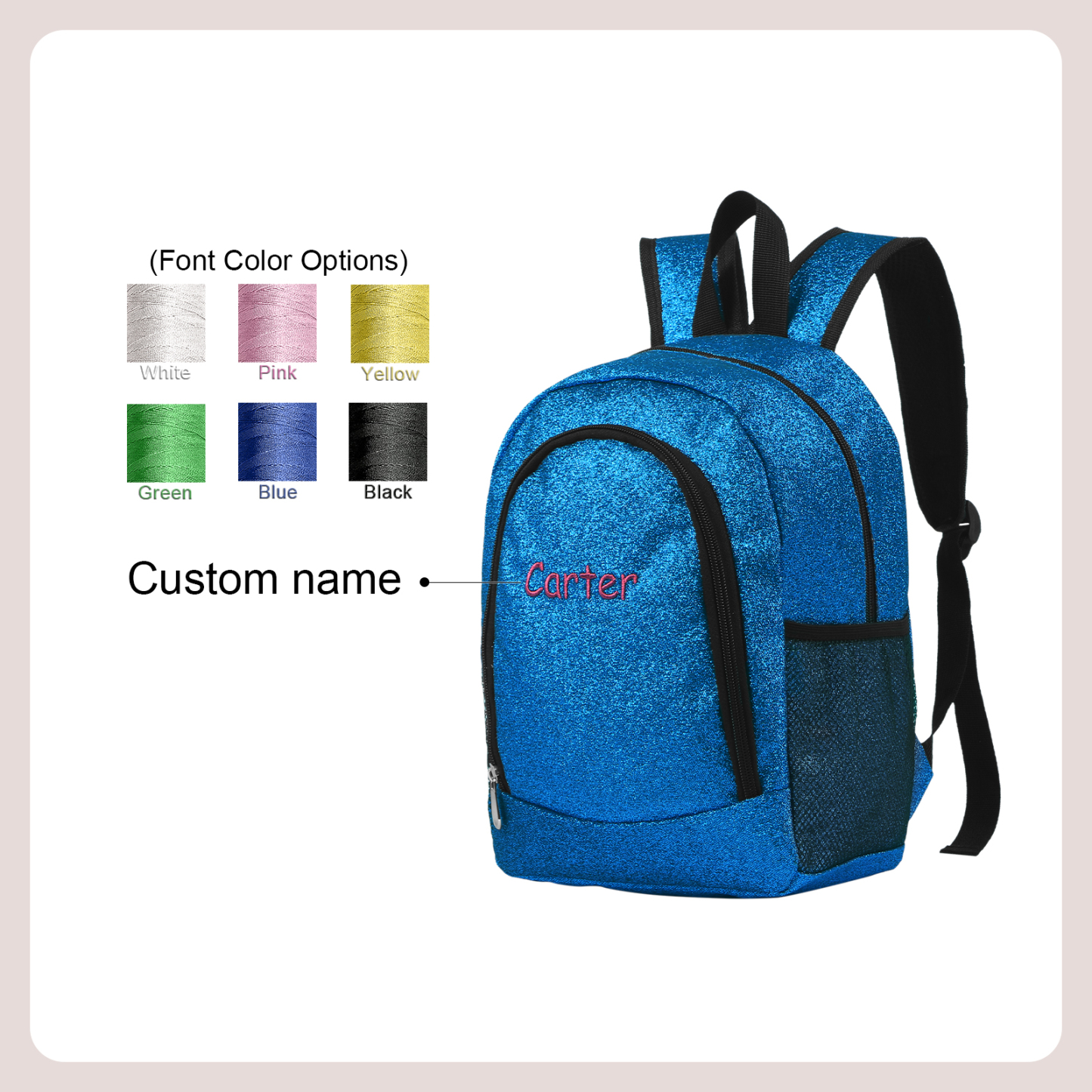 Sac à dos Personnalisable avec 1 Prénom et Choix de Couleur du Nom | Jessemade