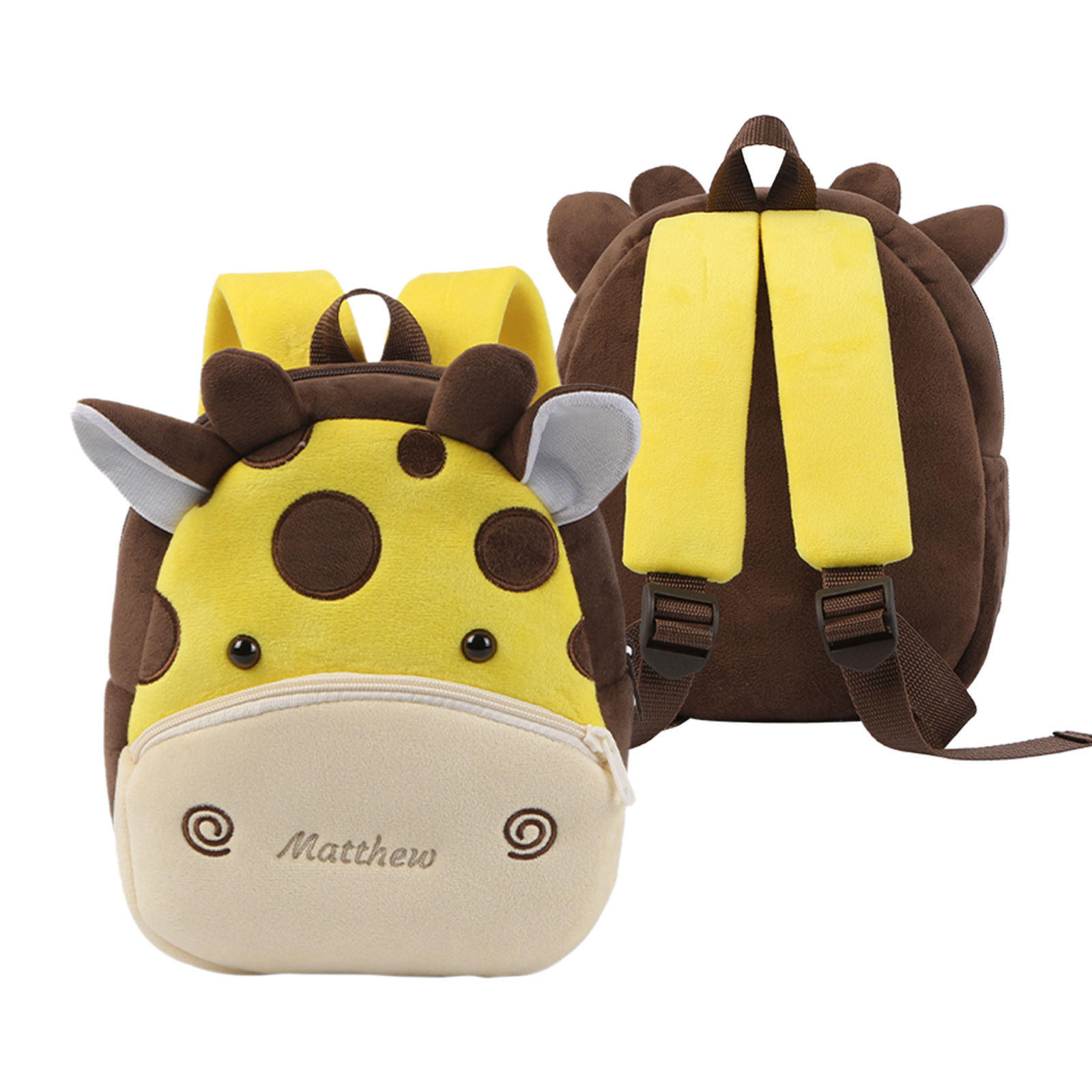 Sac à dos peluche Animal personnalisable avec 1 Prénom, Couleur au Choix– Cadeau pour enfant | Jessemade