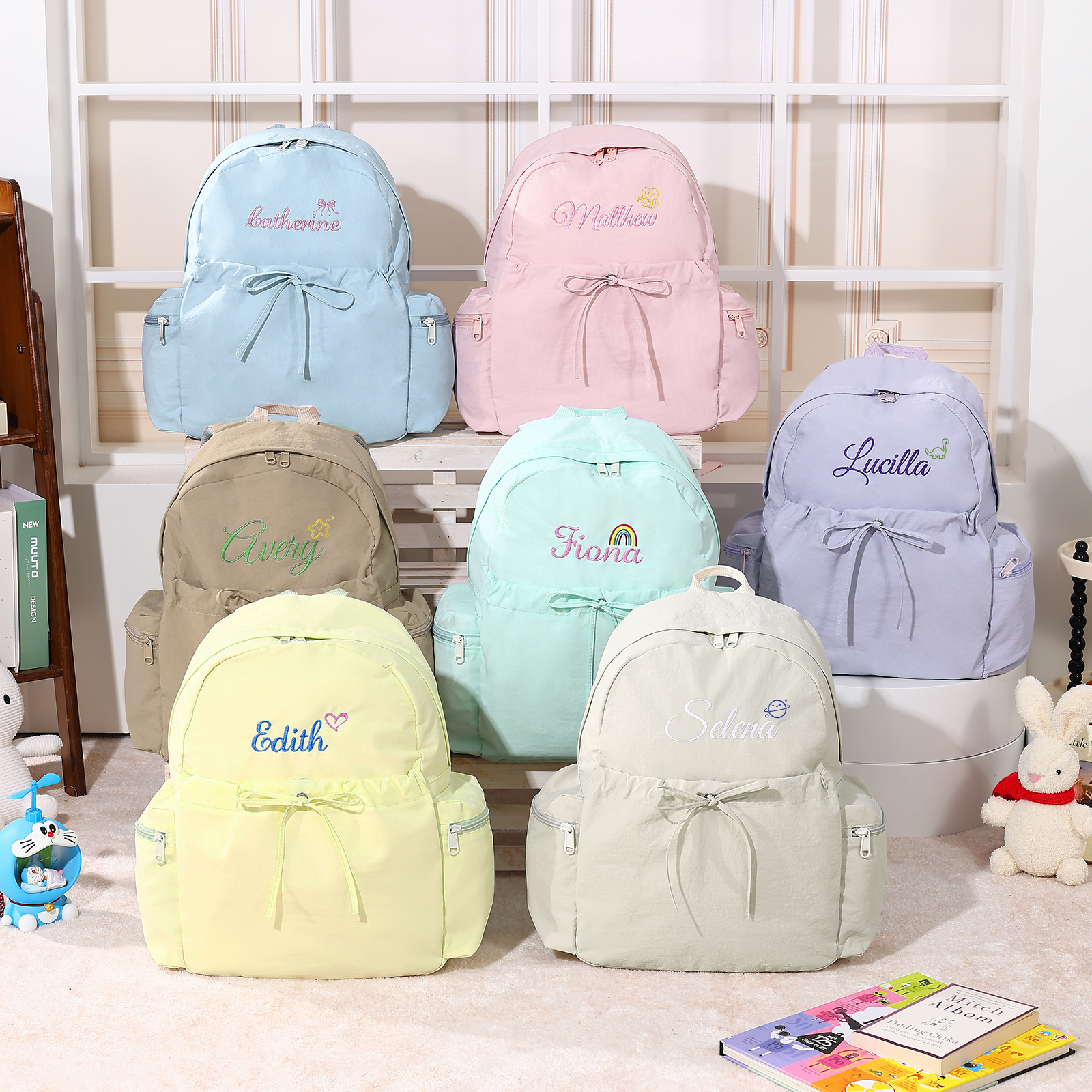 Sac à dos Personnalisable avec 1 Prénom, Motif et Choix de Couleur du Nom | Jessemade