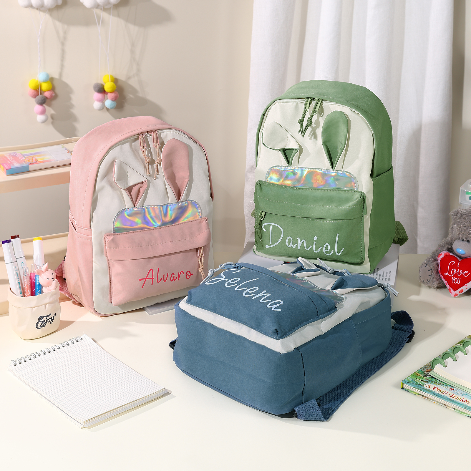 Sac à dos Enfant Personnalisé avec 1 Nom et Choix de Couleur du Nom | Jessemade