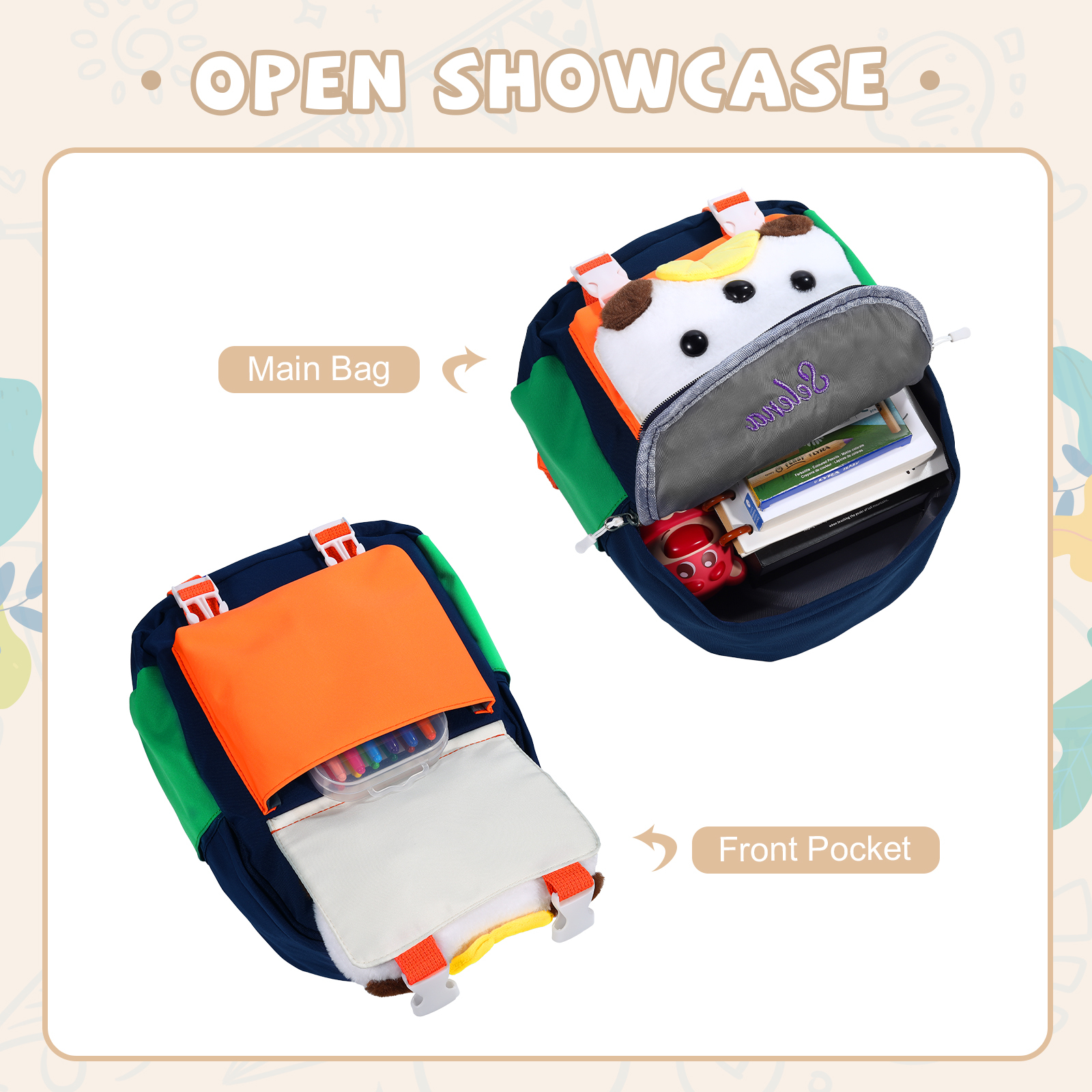 Sac à dos Enfant avec Peluche Ours, Personnalisable avec 1 Prénom et Choix de Couleur du Nom | Jessemade