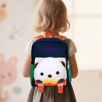 Sac à dos Enfant avec Peluche Ours, Personnalisable avec 1 Prénom et Choix de Couleur du Nom | Jessemade
