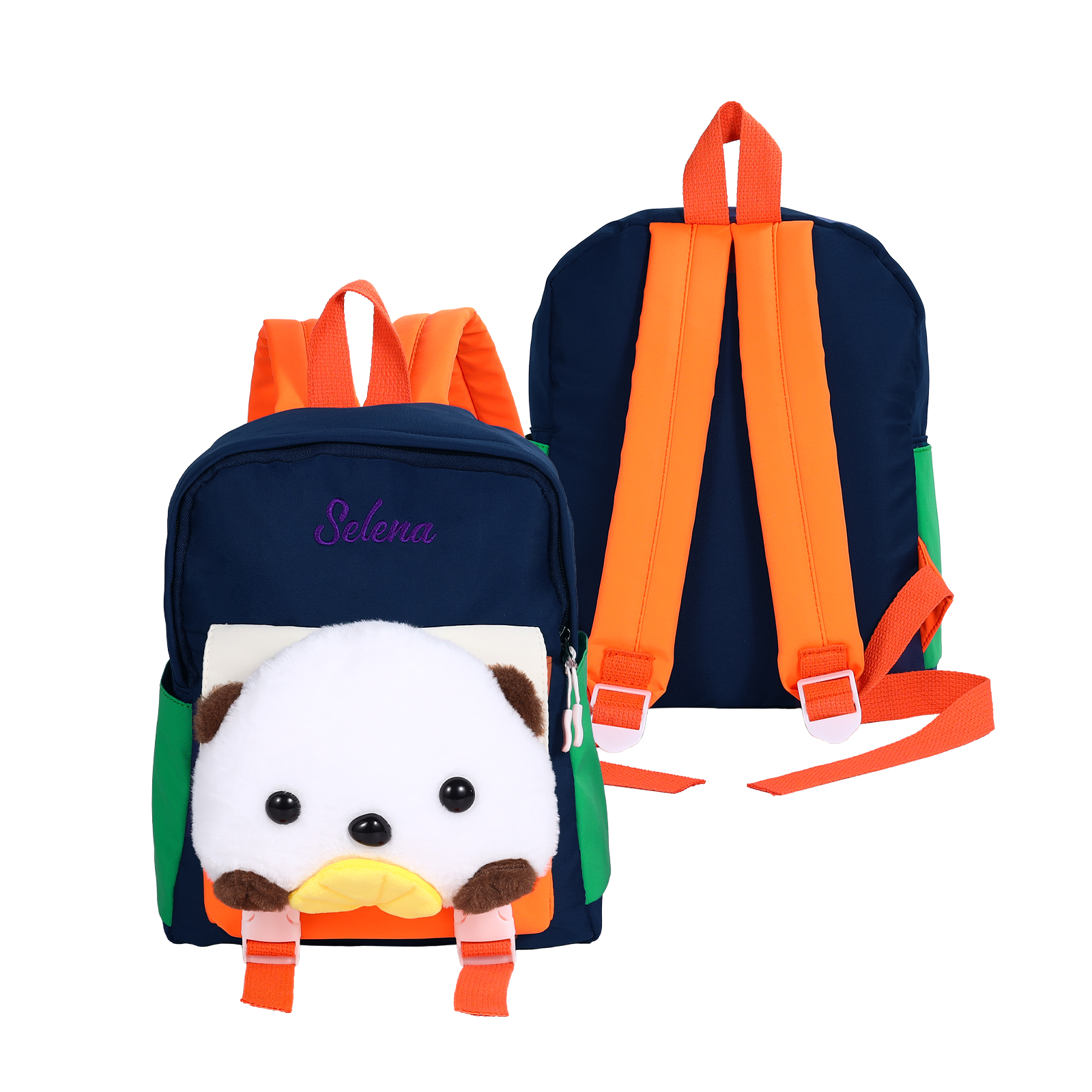 Sac à dos Enfant avec Peluche Ours, Personnalisable avec 1 Prénom et Choix de Couleur du Nom | Jessemade