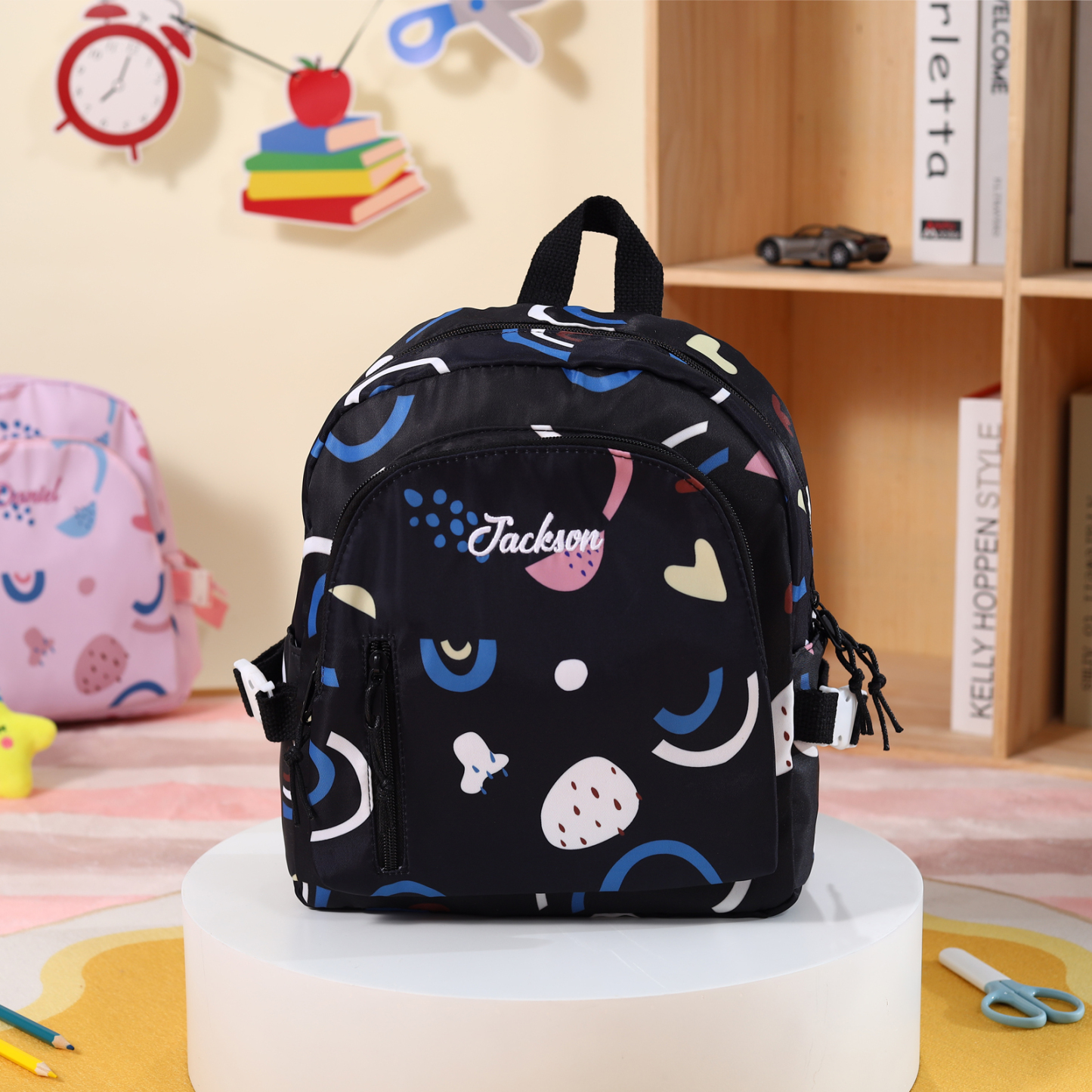 Sac à dos Enfant Personnalisable avec 1 Prénom brodé et Choix de Couleur du Nom | Jessemade
