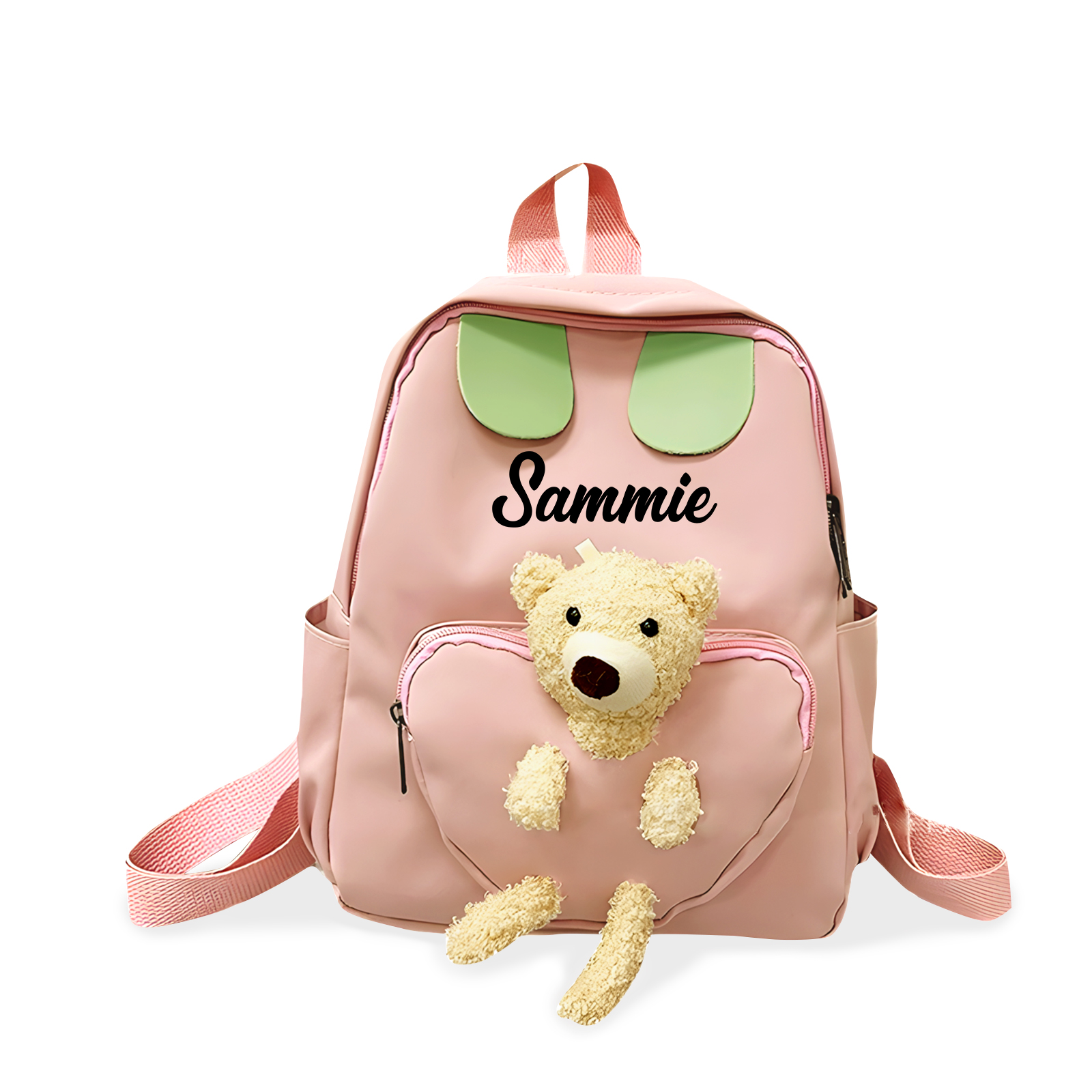 Sac à dos avec peluche ours personnalisé 1 Prénom, Couleur et Police au Choix - Cadeau pour Enfant | Jessemade