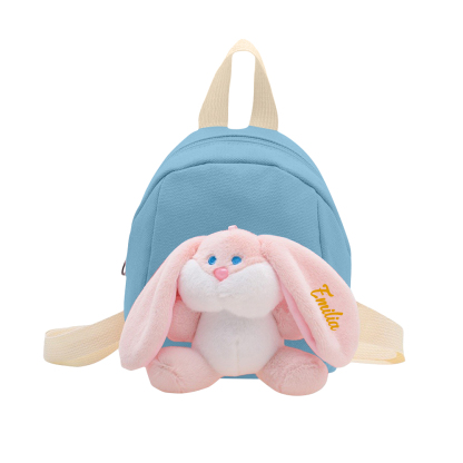 Sac à dos avec peluche lapin personnalisé 1 Prénom, Couleur au choix - Cadeau pour Enfant | Jessemade