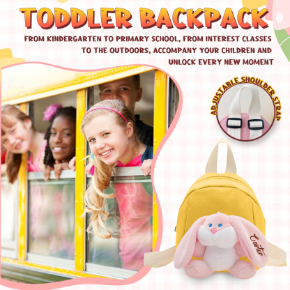 Sac à dos avec peluche lapin personnalisé 1 Prénom, Couleur au choix - Cadeau pour Enfant | Jessemade