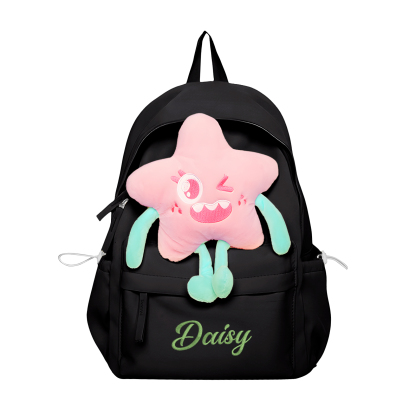 Sac à dos Enfant avec étoile Peluche, Personnalisable avec 1 Prénom et Choix de Couleur du Nom | Jessemade