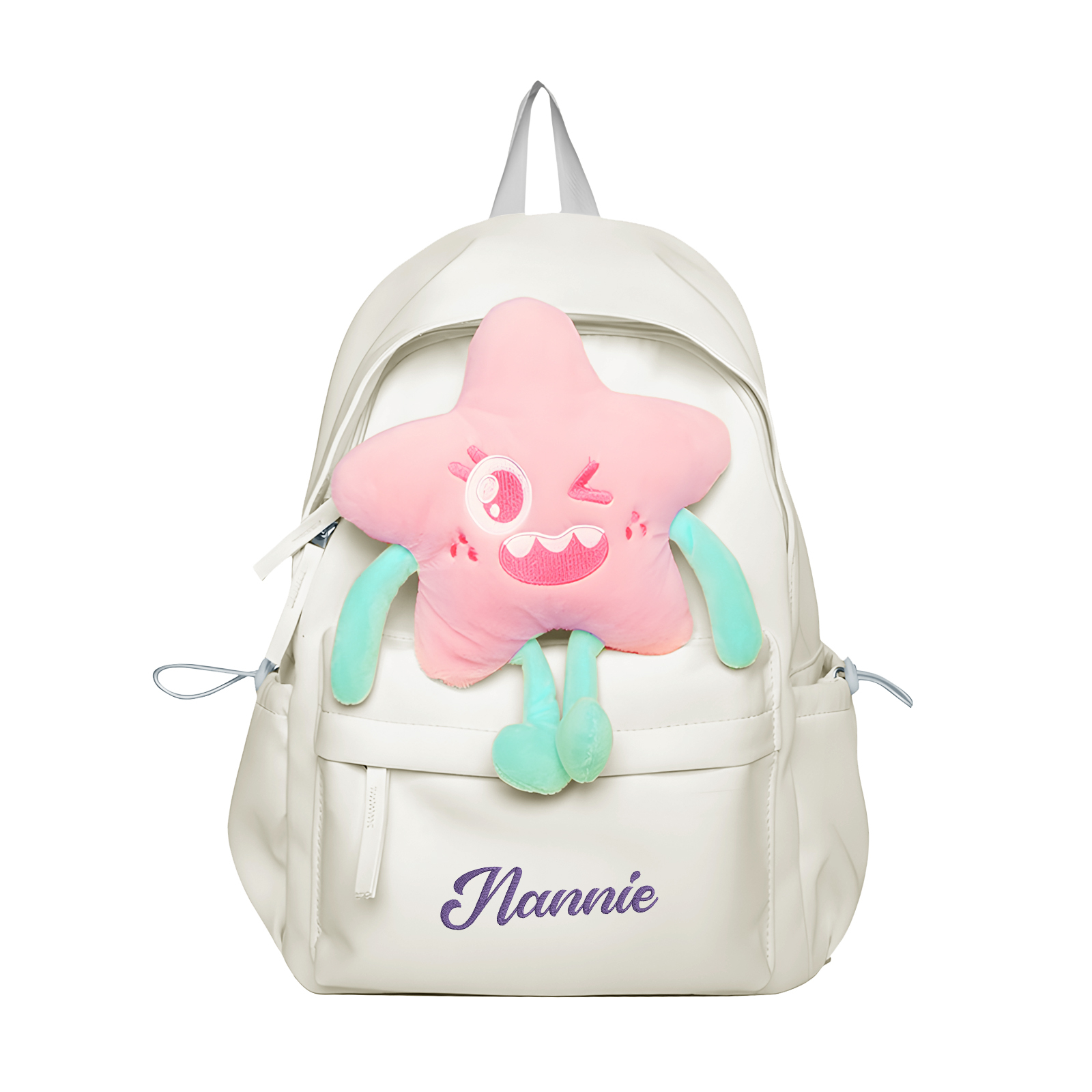 Sac à dos Enfant avec étoile Peluche, Personnalisable avec 1 Prénom et Choix de Couleur du Nom | Jessemade