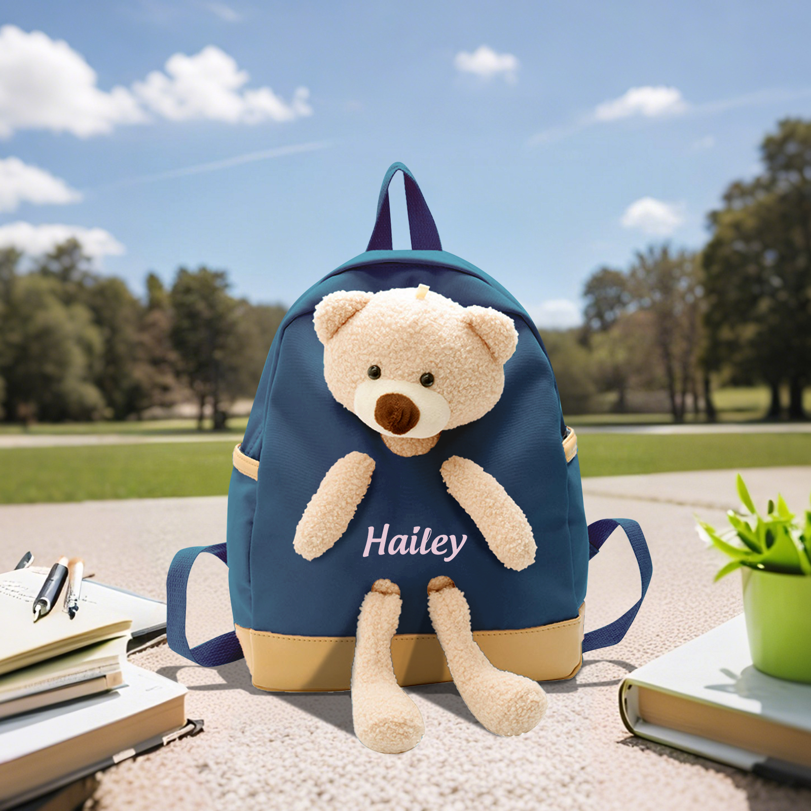 Sac à dos avec Peluche Ours personnalisé 1 Prénom, Couleur au Choix - Cadeau pour Enfant | Jessemade