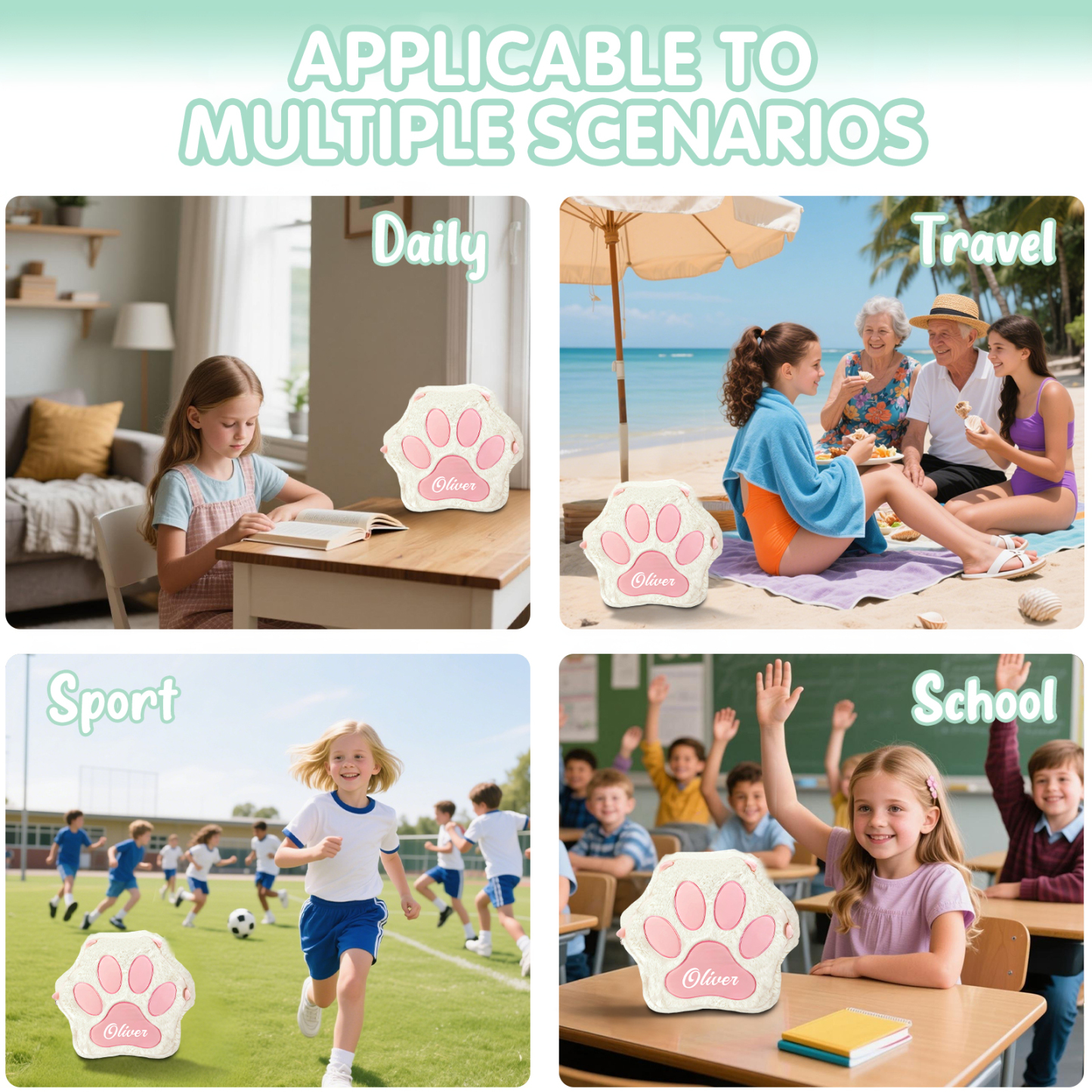 Sac à dos Enfant avec Peluche Patte, Personnalisable avec 1 Prénom et Choix de Couleur du Nom | Jessemade