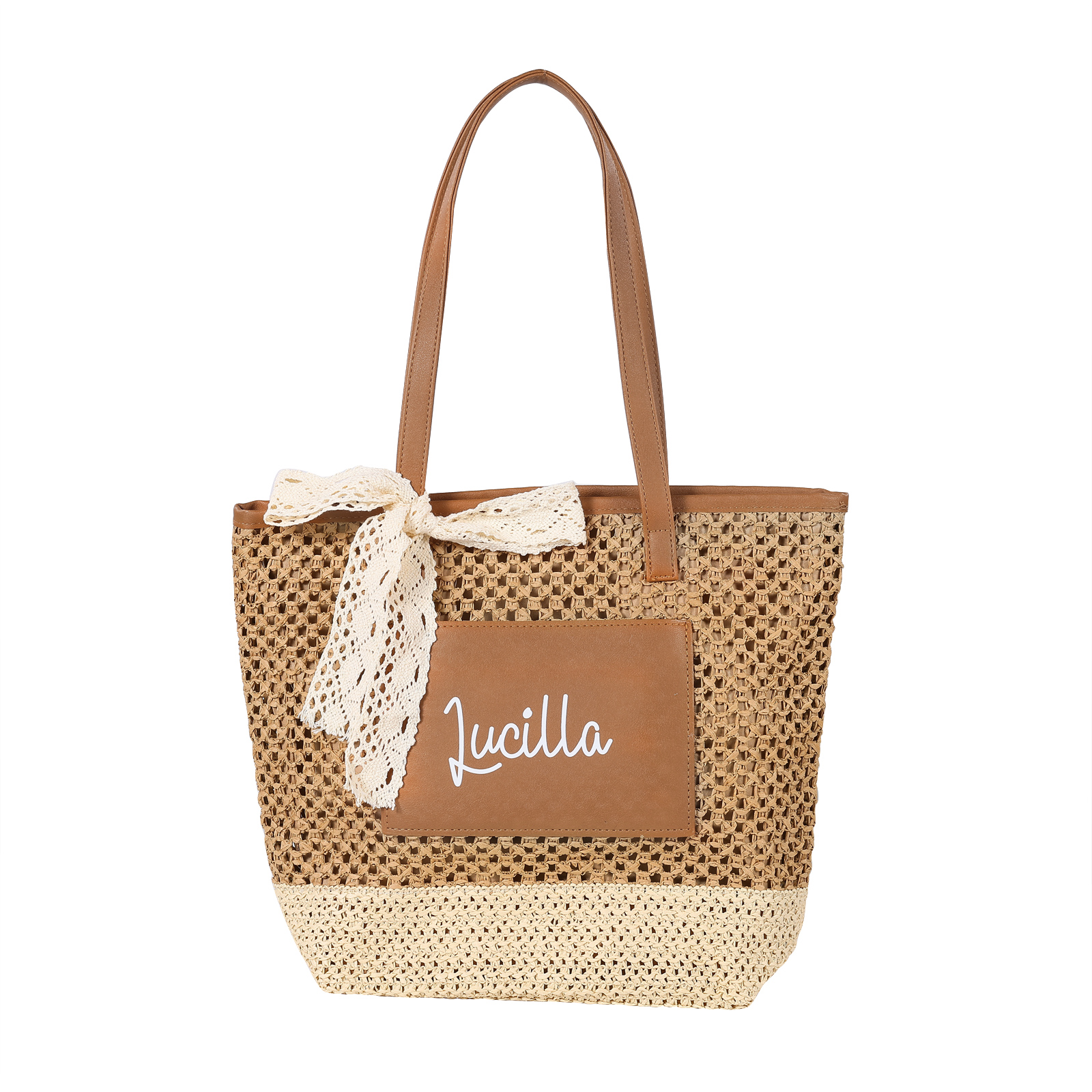 Sac de Plage en Paille Personnalisé avec 1 Prénom Sac fourre-tout polyvalent pour Femme | Jessemade