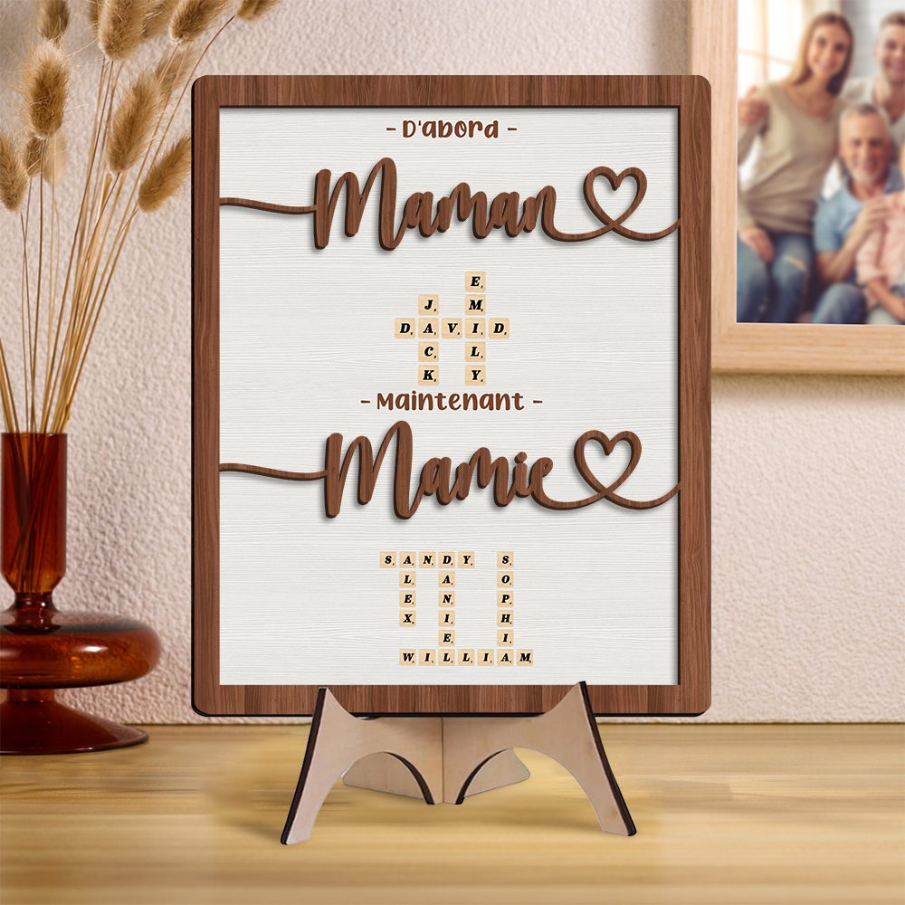 Plaque en bois personnalisée « D’abord maman, maintenant mamie » – Cadeau d’anniversaire ou de fête des mères personnalisable pour grand-mère / mamie | Jessemade