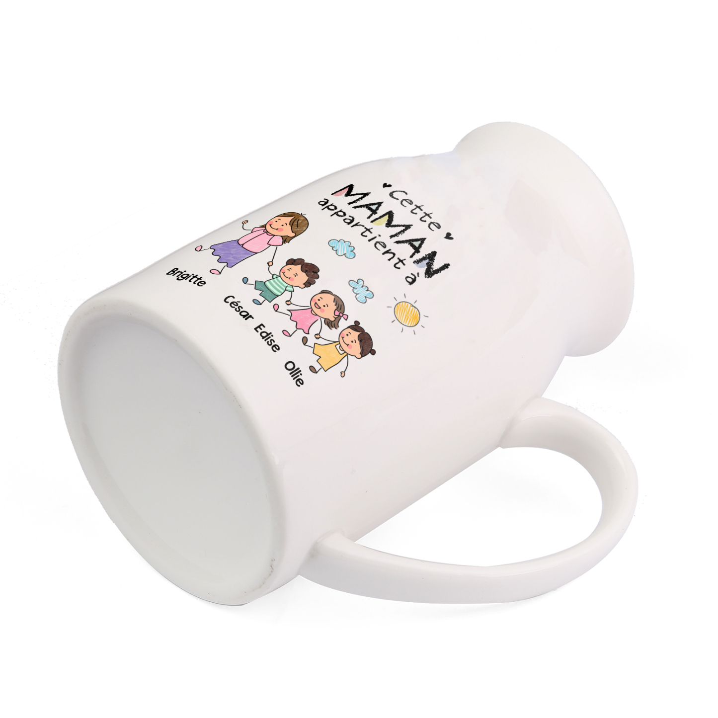 Vase à fleurs Personnalisée en Céramique pour Maman ou Mamie, conçue avec 1 à 8 Prénoms