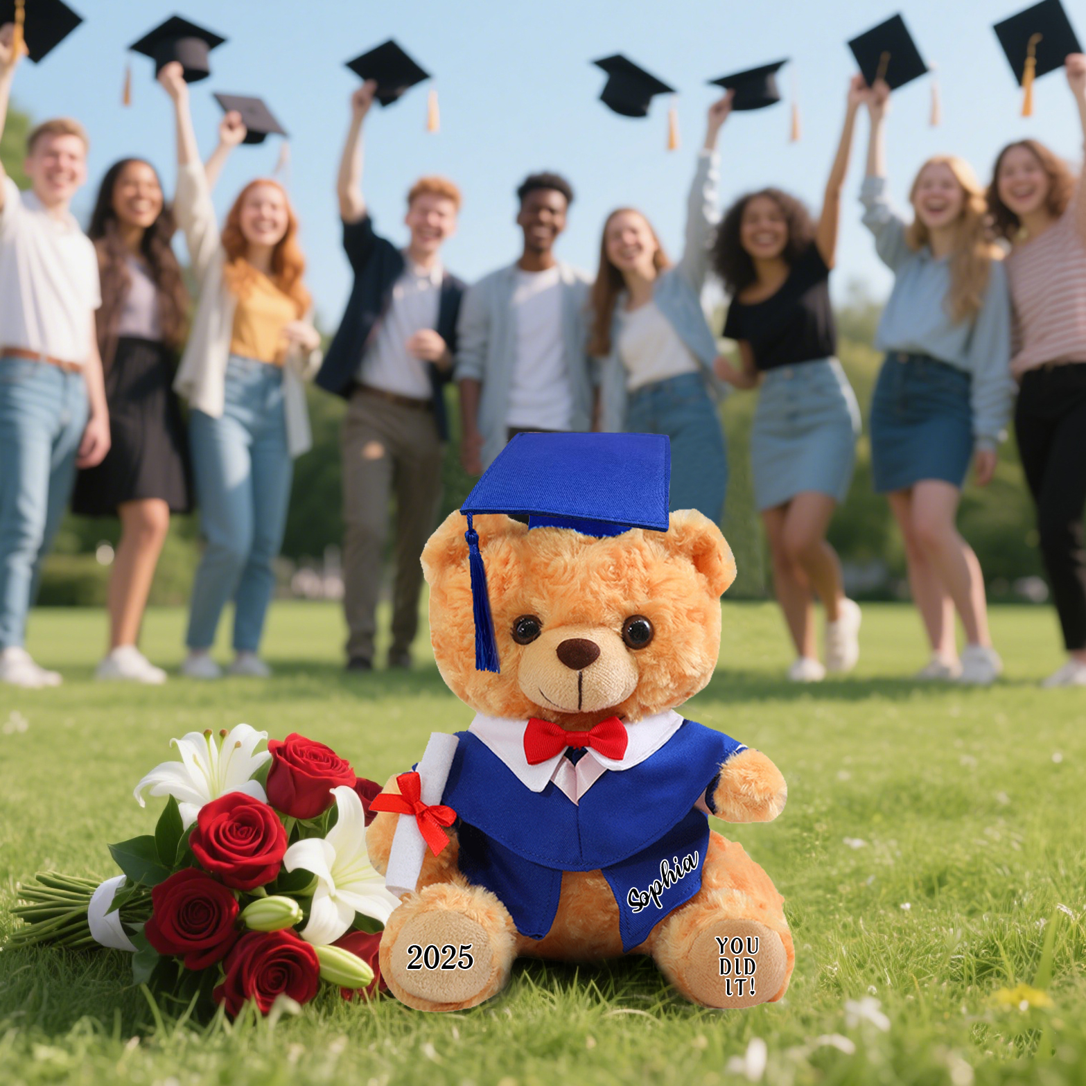 [Copy]Ours en Peluche Prénom Personnalisé avec Date pour fêter Un Diplômé Cadeau de Graduation