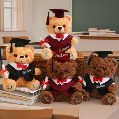 Ours Brun en Peluche Personnalisé de Graduation avec Prénom et Date | Jessemade