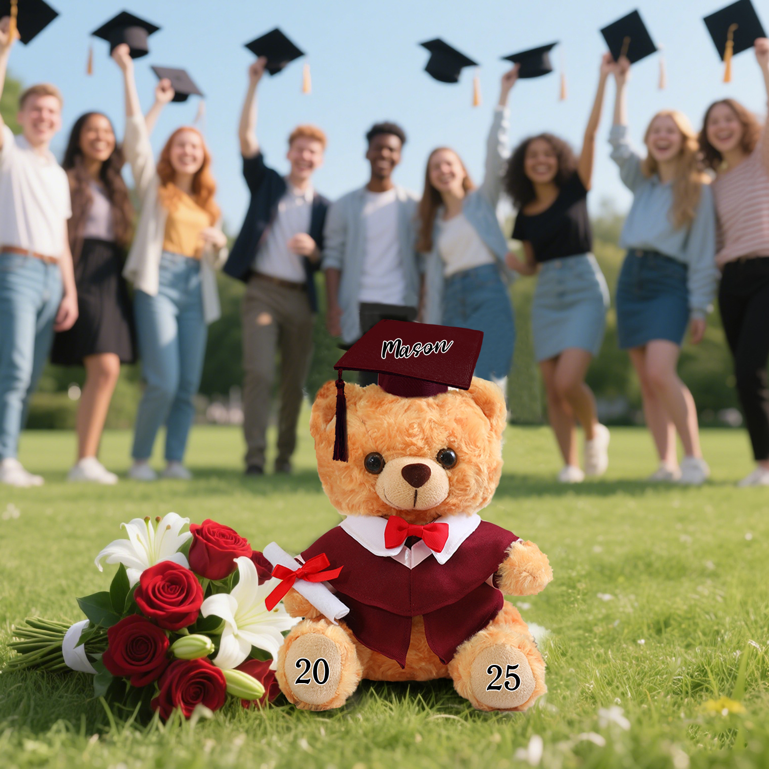 [Copy]Ours en Peluche Prénom Personnalisé avec Date pour fêter Un Diplômé Cadeau de Graduation