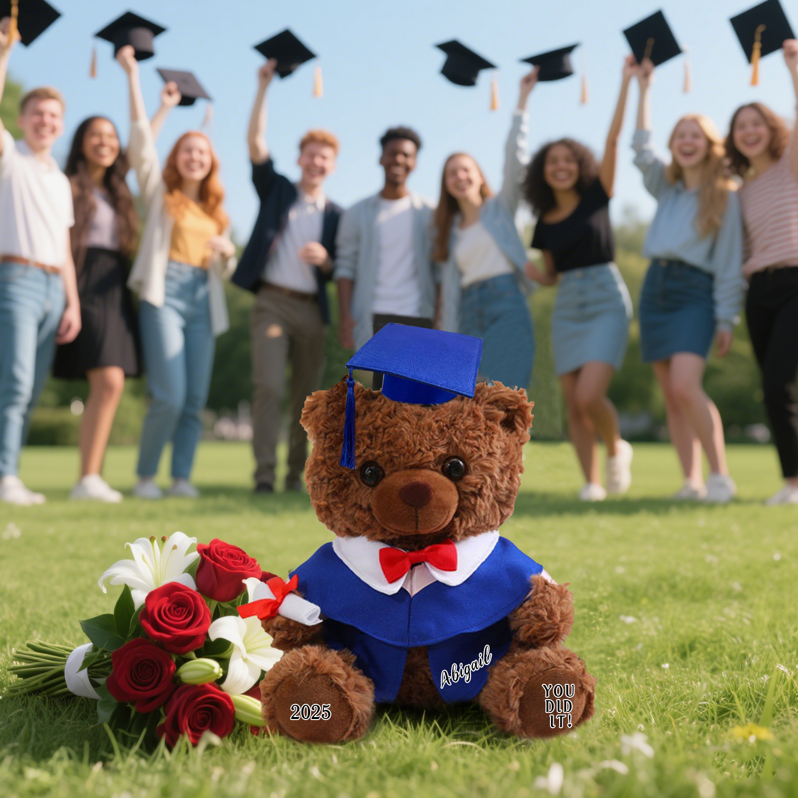 Ours Brun en Peluche Personnalisé de Graduation avec Prénom et Date | Jessemade