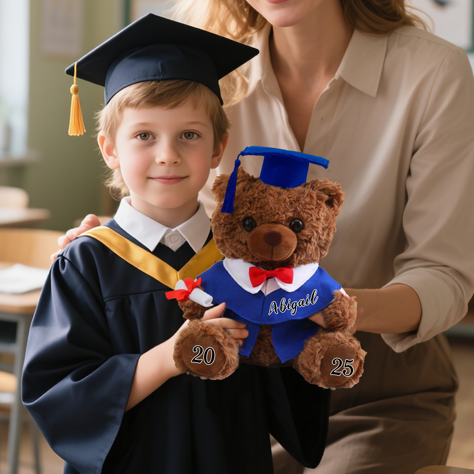 Ours Brun en Peluche Personnalisé de Graduation avec Prénom et Date | Jessemade