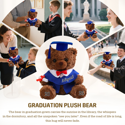 Ours Brun en Peluche Personnalisé de Graduation avec Prénom et Date | Jessemade