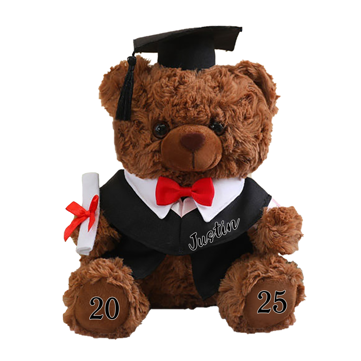 Ours Brun en Peluche Personnalisé de Graduation avec Prénom et Date | Jessemade