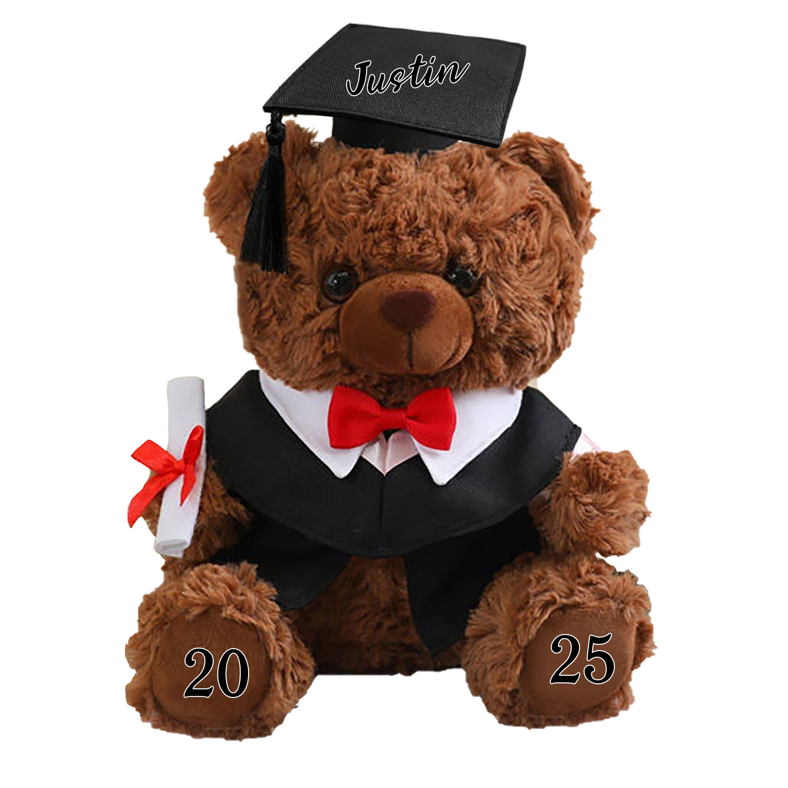 Ours Brun en Peluche Personnalisé de Graduation avec Prénom et Date | Jessemade