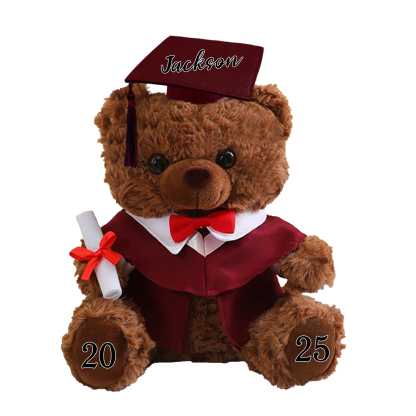 Ours Brun en Peluche Personnalisé de Graduation avec Prénom et Date | Jessemade