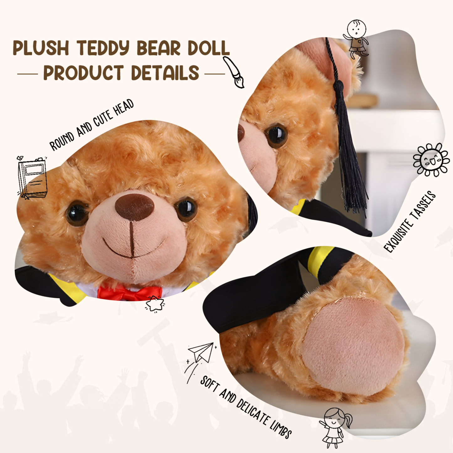 Ours de Graduation Personnalisé avec Prénom et Date - 8 Couleurs Disponibles | Jessemade