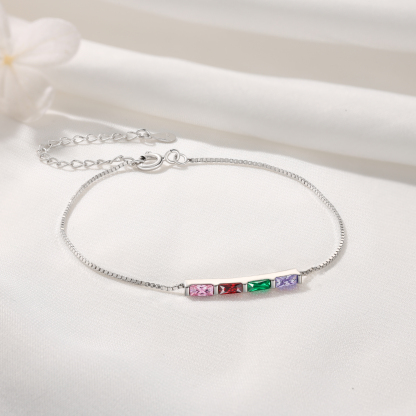 Bracelet personnalisé en argent 925 avec 1 à 6 pierres de naissance – Bracelet minimaliste pour Femme