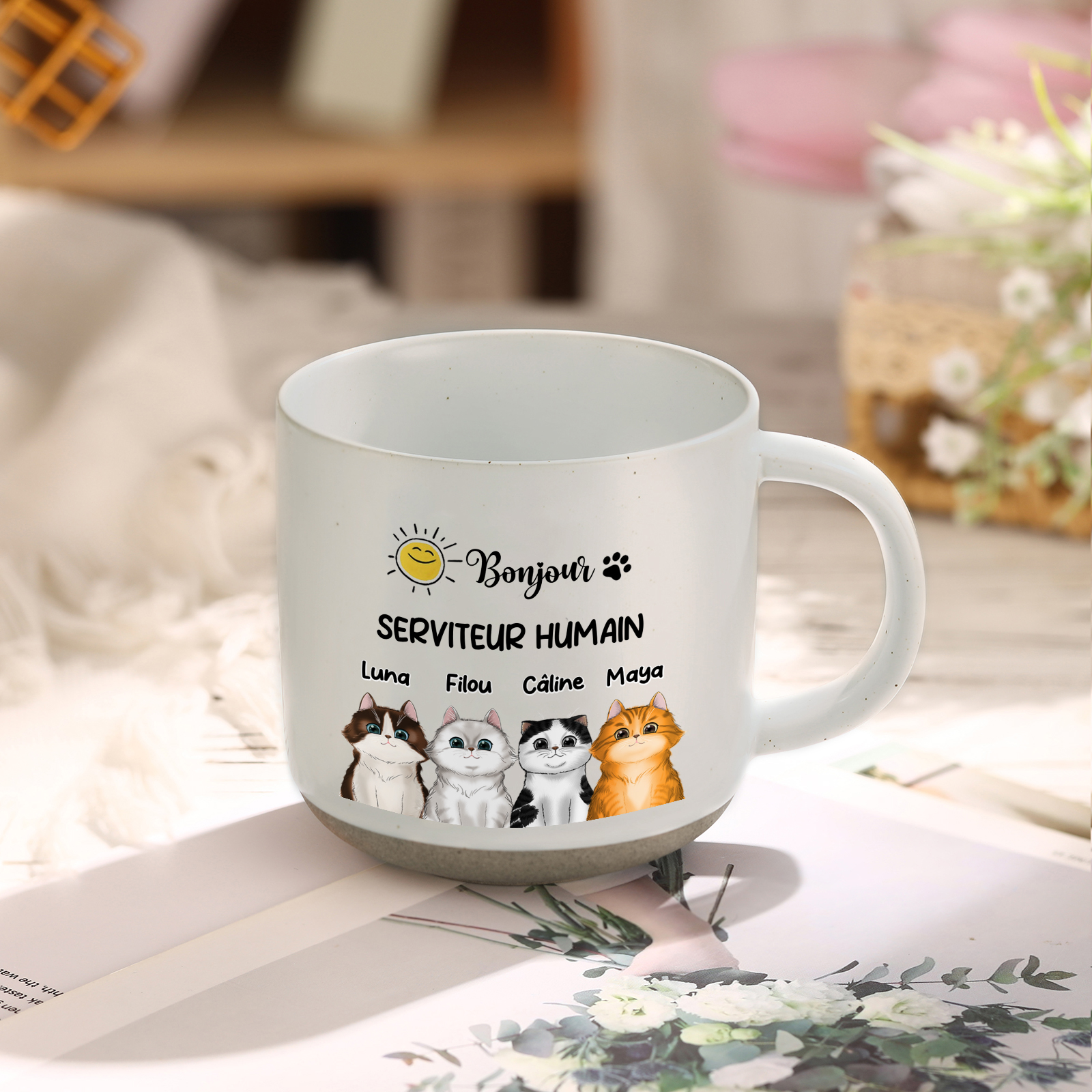 Mug Céramique Chats Illustrés - Serviteur Humain