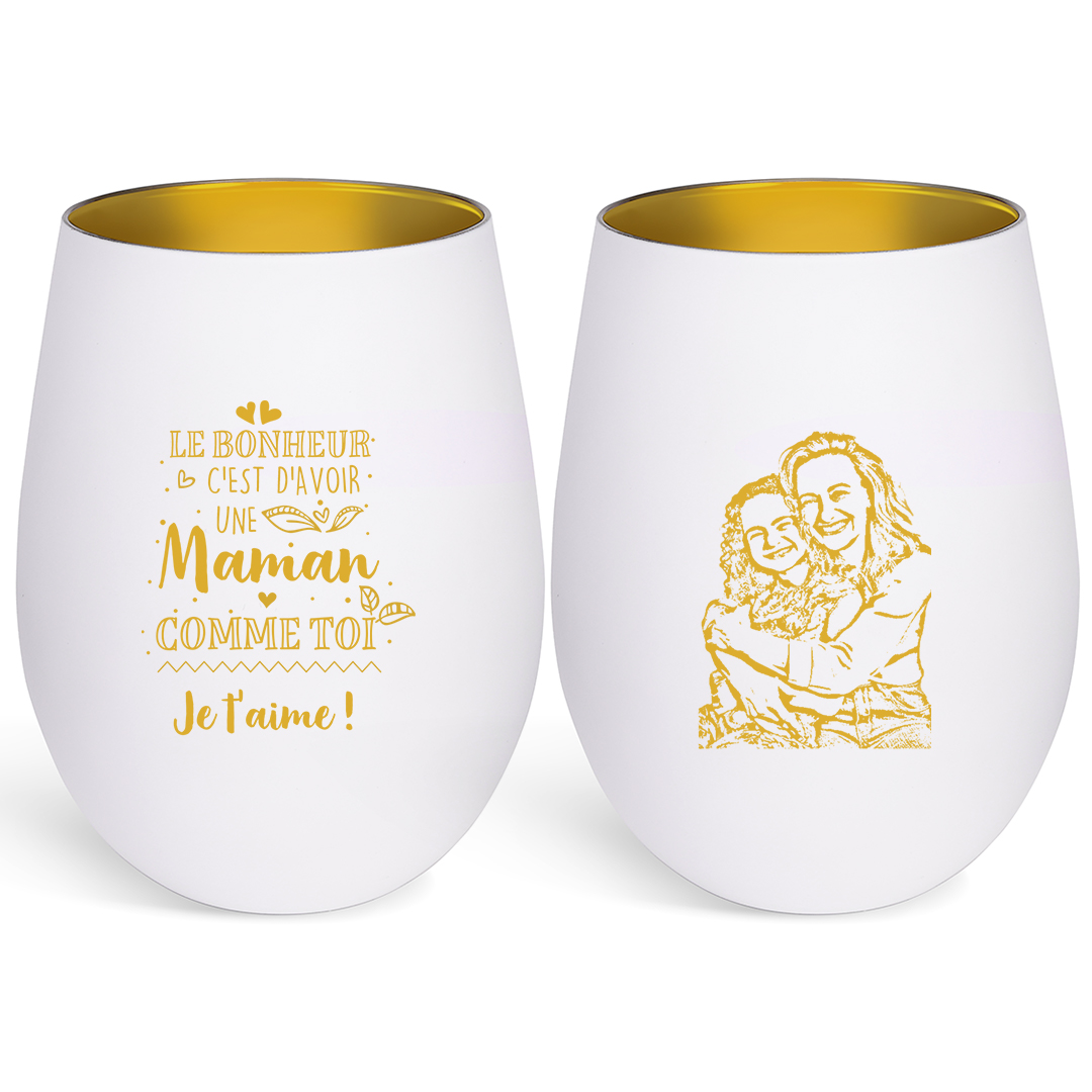 Bougeoir en verre personnalisé avec photo, cadeau pour maman