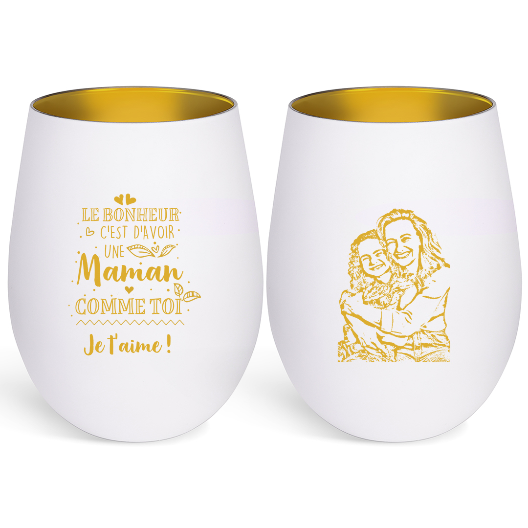 Bougeoir en verre personnalisé avec photo, cadeau pour maman