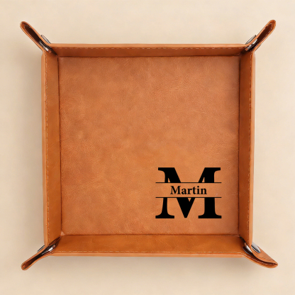 Vide-poches personnalisé en simili cuir avec nom et initiale, cadeau spécial pour hommes, organiseur de bureau quotidien, cadeau d’anniversaire pour lui ou pour elle | Kettenmachen