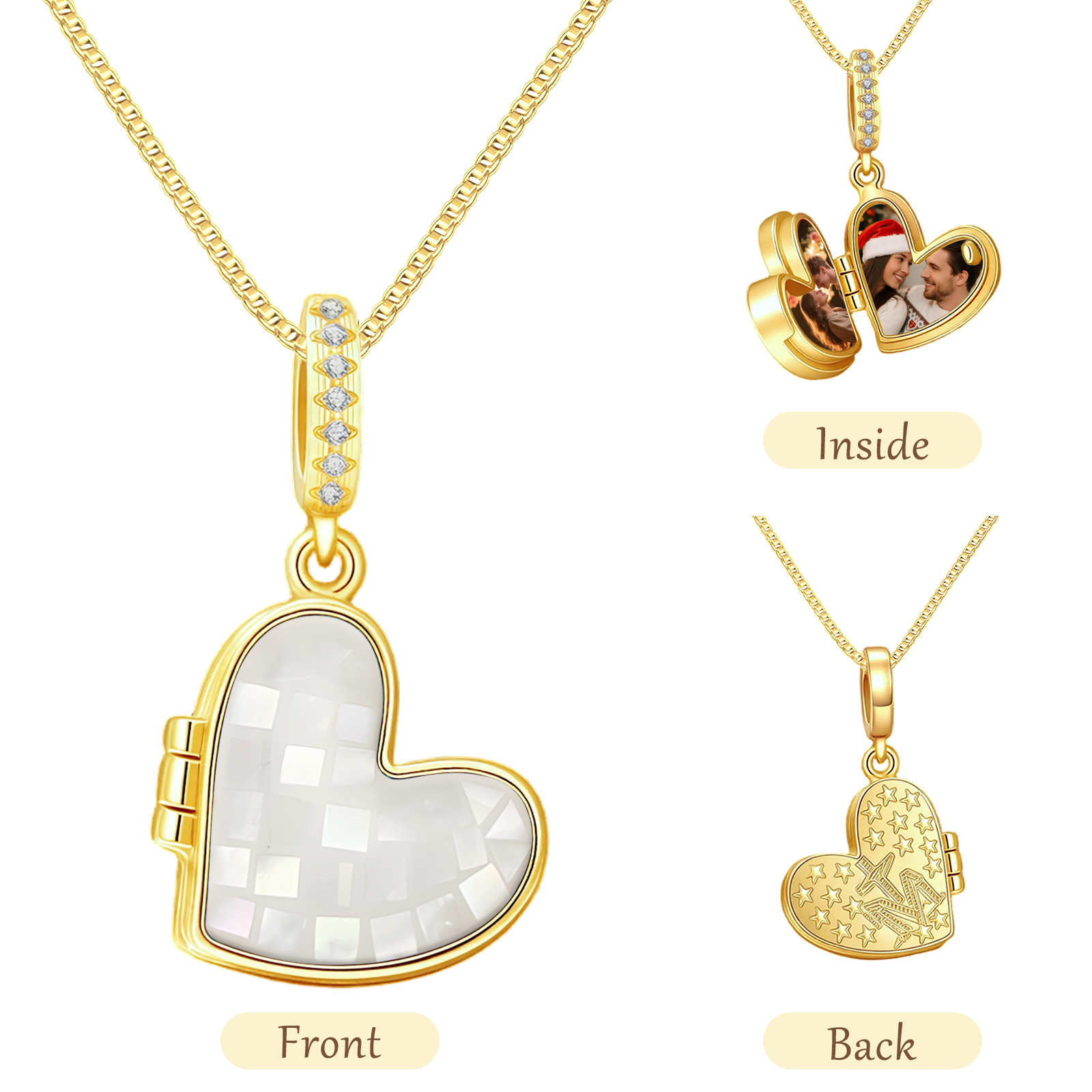 Collier Médaillon Cœur Personnalisé avec Photo pour Elle