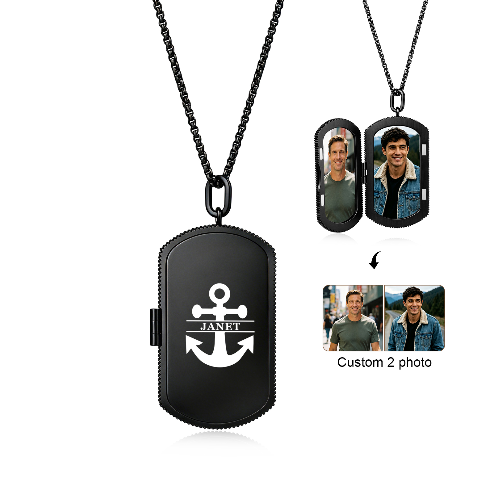 Collier Pendentif Militaire avec Photo Personnalisée, Cadeau d’Anniversaire pour Lui