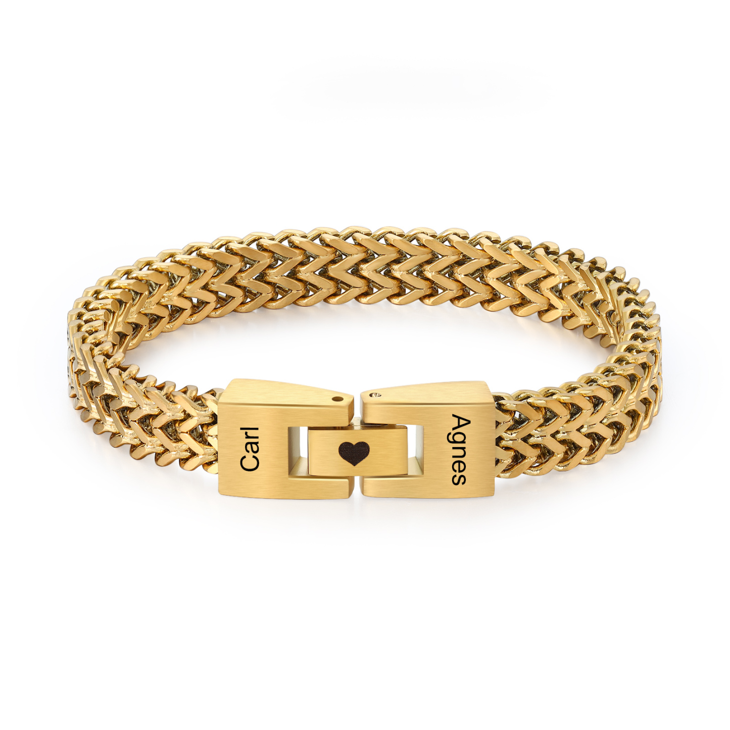 Bracelet Homme Personnalisé en Acier Inoxydable à Maillons Cubains avec Nom