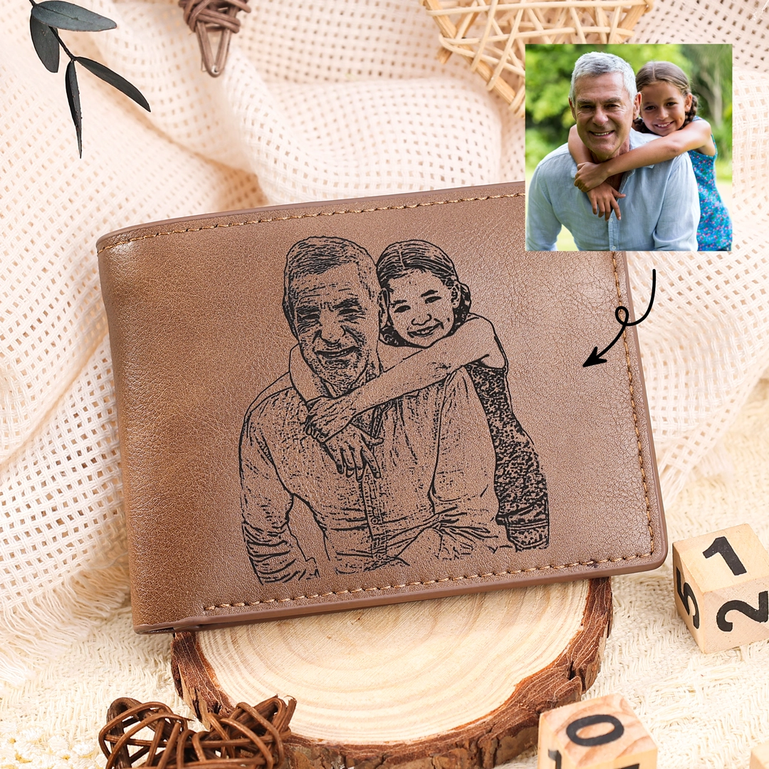 Portefeuille Classique en Cuir PU Photo et Texte Personnalisés pour Homme | Jessemade