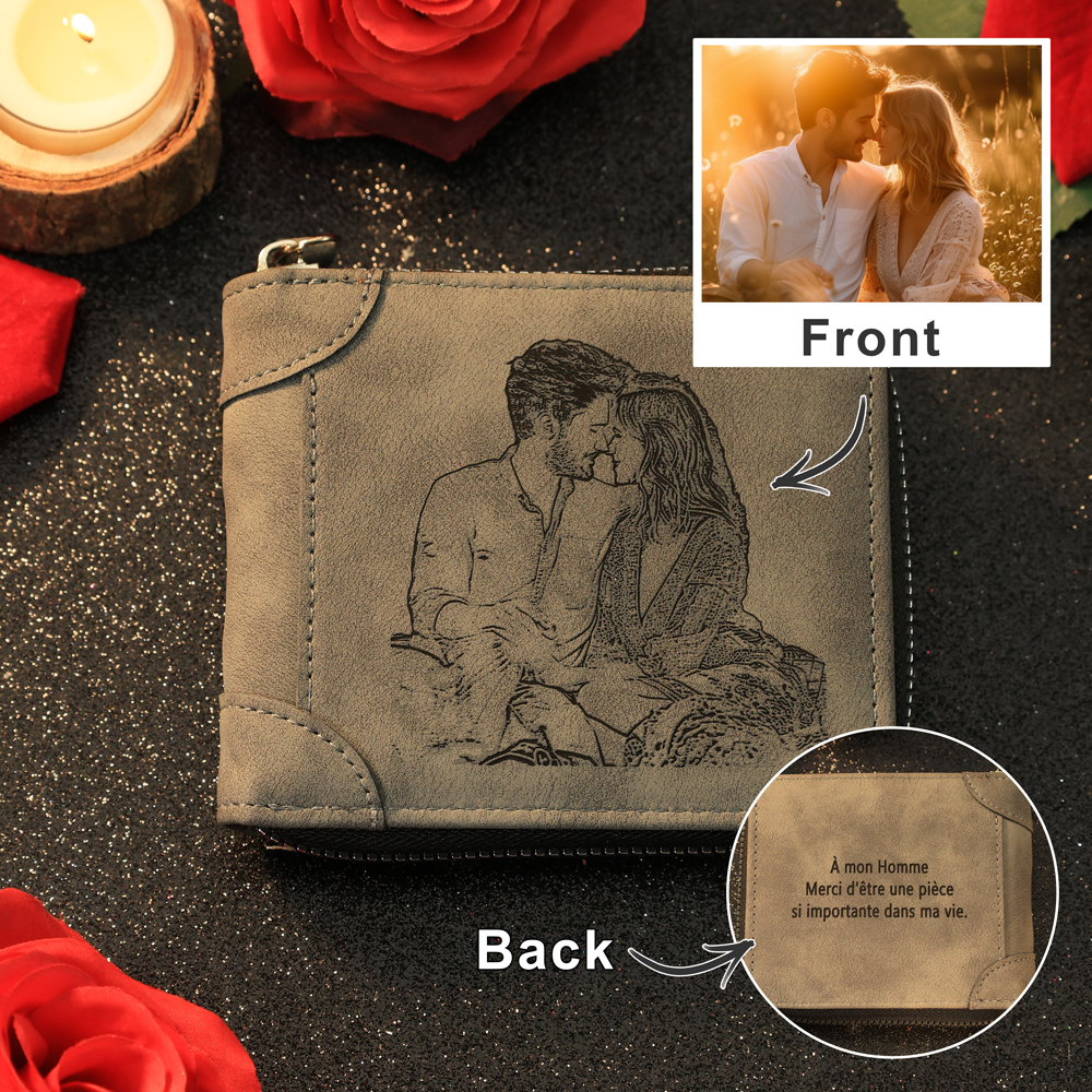 Portefeuille Photo Personnalisé Classique Homme Porte-Monnaie Cadeau S