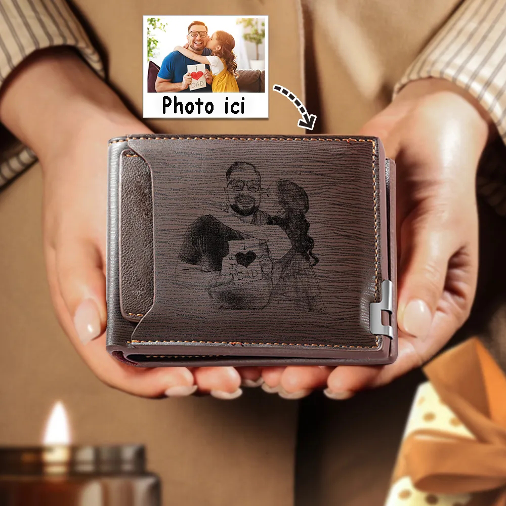 Portefeuille Personnalisé avec Photo Porte-Monnaie Carte Classique pour Homme | Jessemade