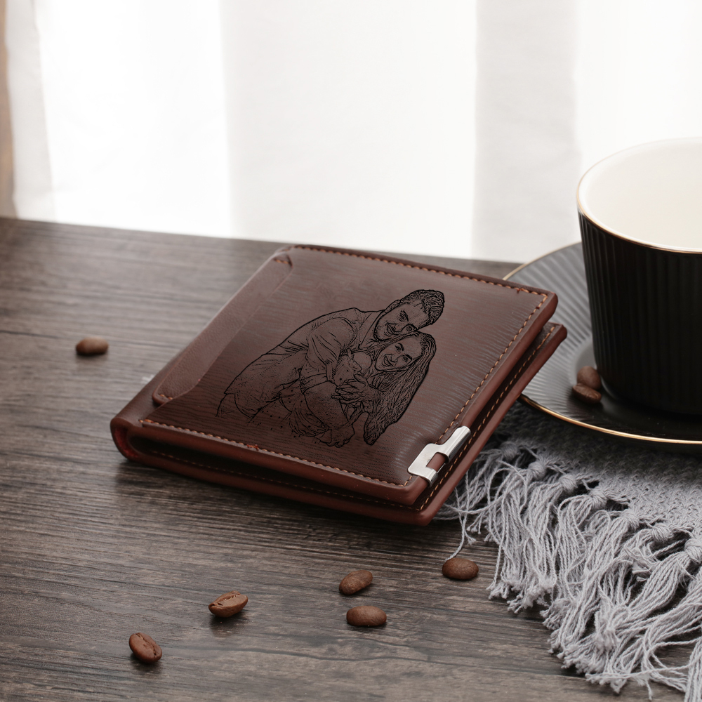 Portefeuille 1 Prénom Personnalisé avec Photo et Lettre Classique Homme Porte-Monnaie Carte Cadeau pour homme | Jessemade