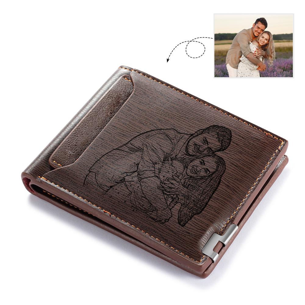 Portefeuille 1 Prénom Personnalisé avec Photo et Lettre Classique Homme Porte-Monnaie Carte Cadeau pour homme | Jessemade
