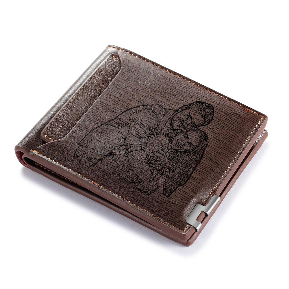Portefeuille 1 Prénom Personnalisé avec Photo et Lettre Classique Homme Porte-Monnaie Carte Cadeau pour homme | Jessemade